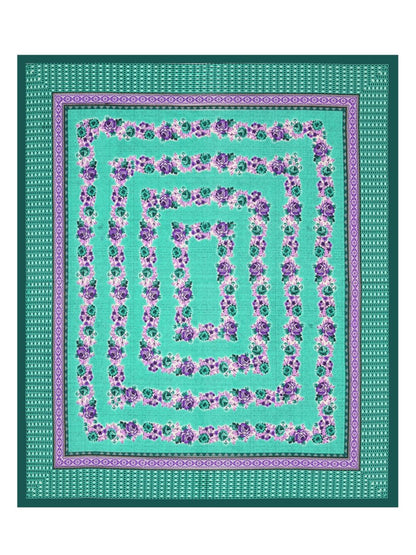 Teal Interiors Floral Hand Block Printed Cotton Queen Size Bedding Set | Verified Sustainable by Brown Living™