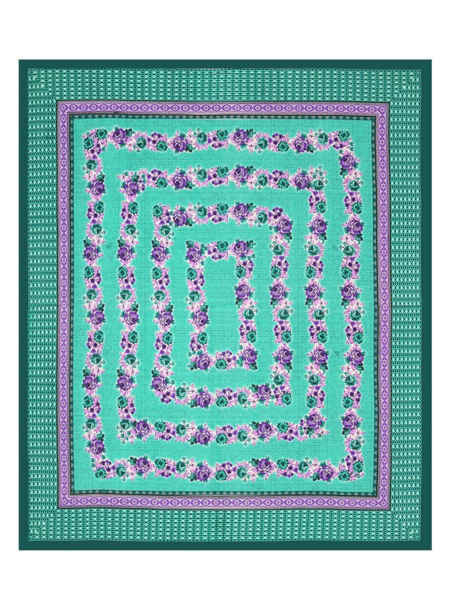 Teal Interiors Floral Hand Block Printed Cotton Queen Size Bedding Set | Verified Sustainable by Brown Living™