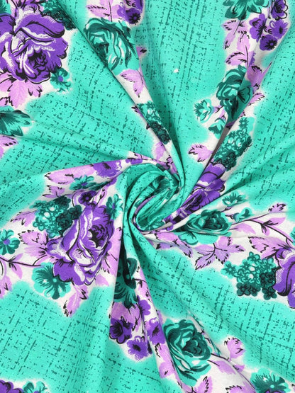 Teal Interiors Floral Hand Block Printed Cotton Queen Size Bedding Set | Verified Sustainable by Brown Living™