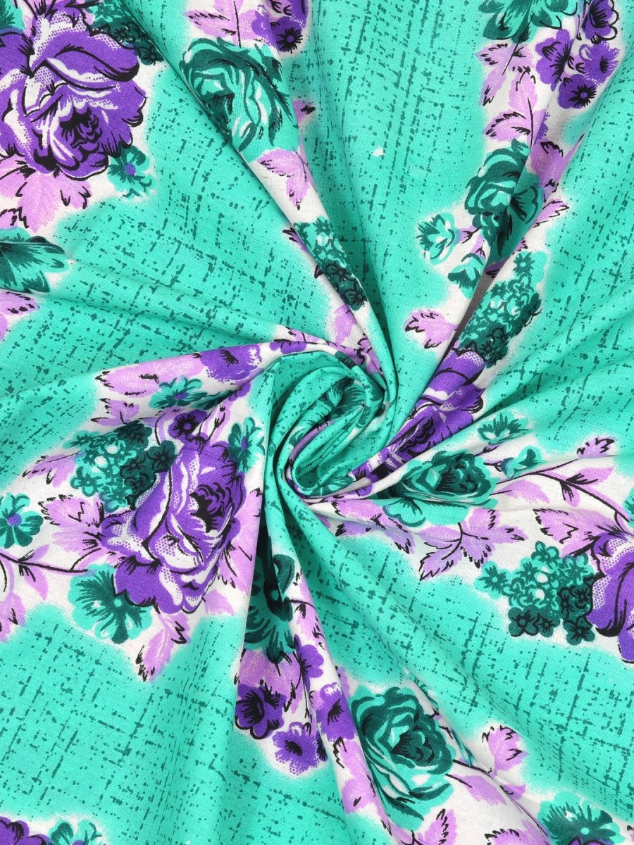 Teal Interiors Floral Hand Block Printed Cotton Queen Size Bedding Set | Verified Sustainable by Brown Living™