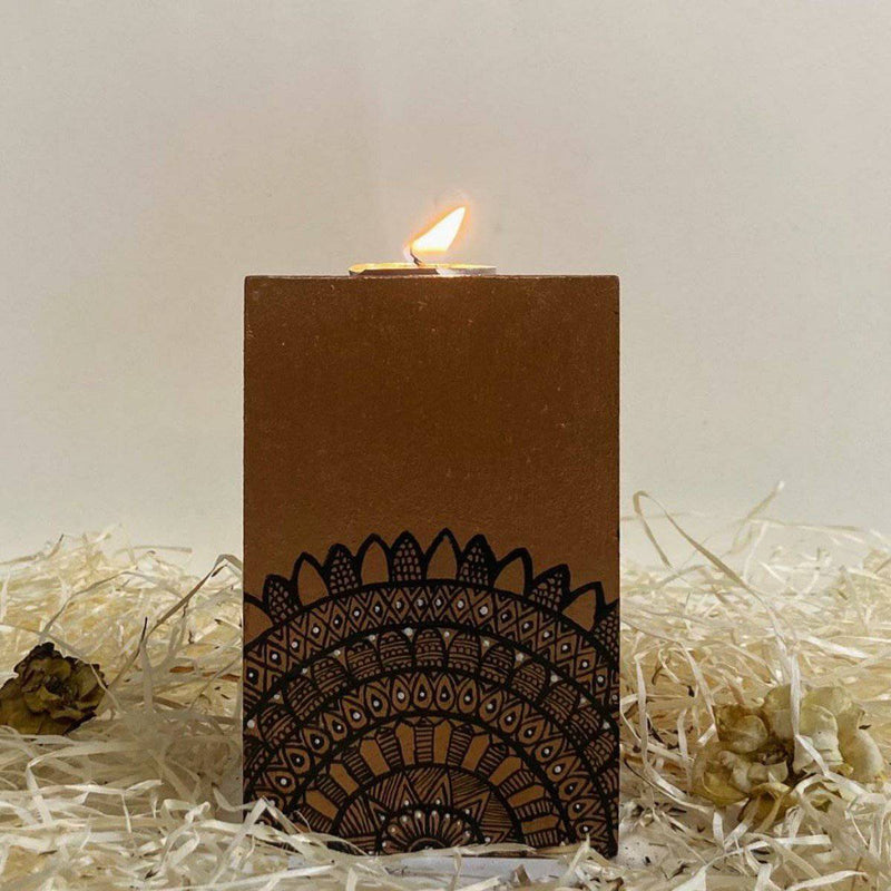 Buy Tealight Stand with Mandala design | Shop Verified Sustainable Decor & Artefacts on Brown Living™