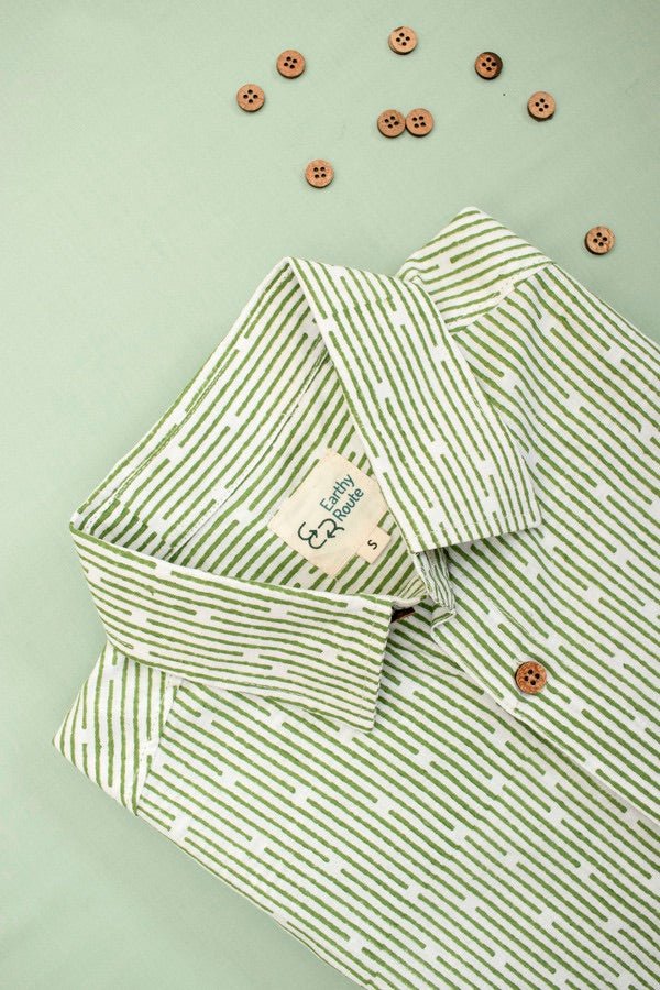 Buy TENCEL™ Lyocell-Linen Half Sleeve Shirt - Green Lakeer | Shop Verified Sustainable Mens Shirt on Brown Living™