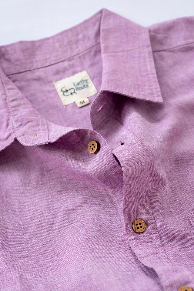 Buy TENCEL™ Lyocell-Linen Half Sleeve Shirt in Lavender | Shop Verified Sustainable Products on Brown Living