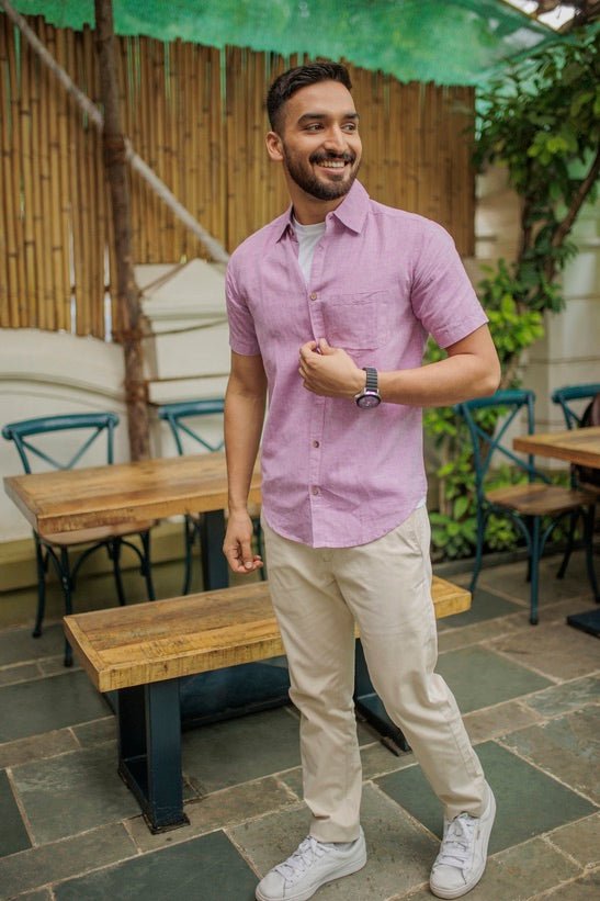 TENCEL™ Lyocell - Linen Half Sleeve Shirt in Lavender | Verified Sustainable by Brown Living™