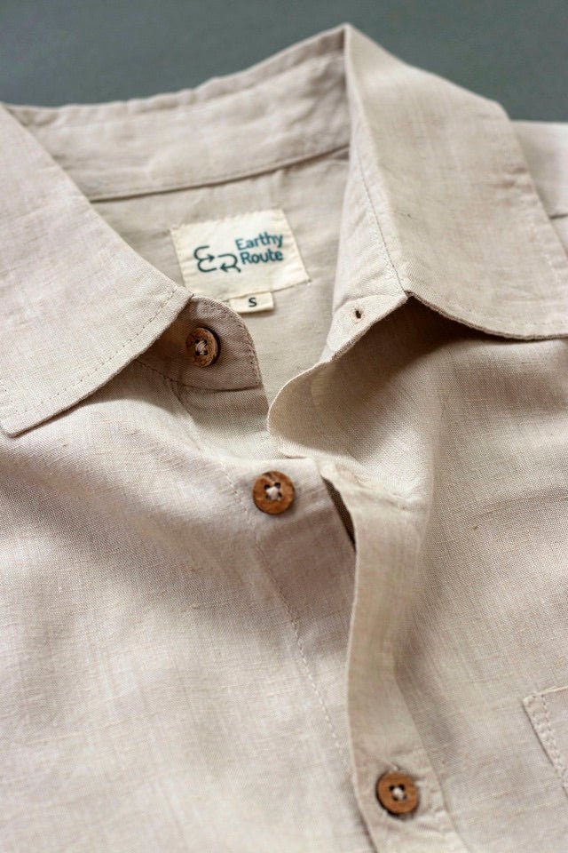 Buy TENCEL™ Lyocell-Linen Half Sleeve Shirt in Off White | Shop Verified Sustainable Mens Shirt on Brown Living™