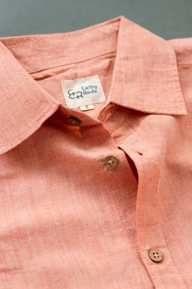 Buy TENCEL™ Lyocell-Linen Half Sleeve Shirt in Rust Orange | Shop Verified Sustainable Mens Shirt on Brown Living™