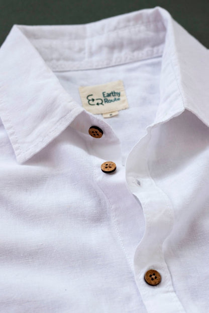 TENCEL Lyocell - Linen Half Sleeve Shirt in Snow White | Verified Sustainable by Brown Living™