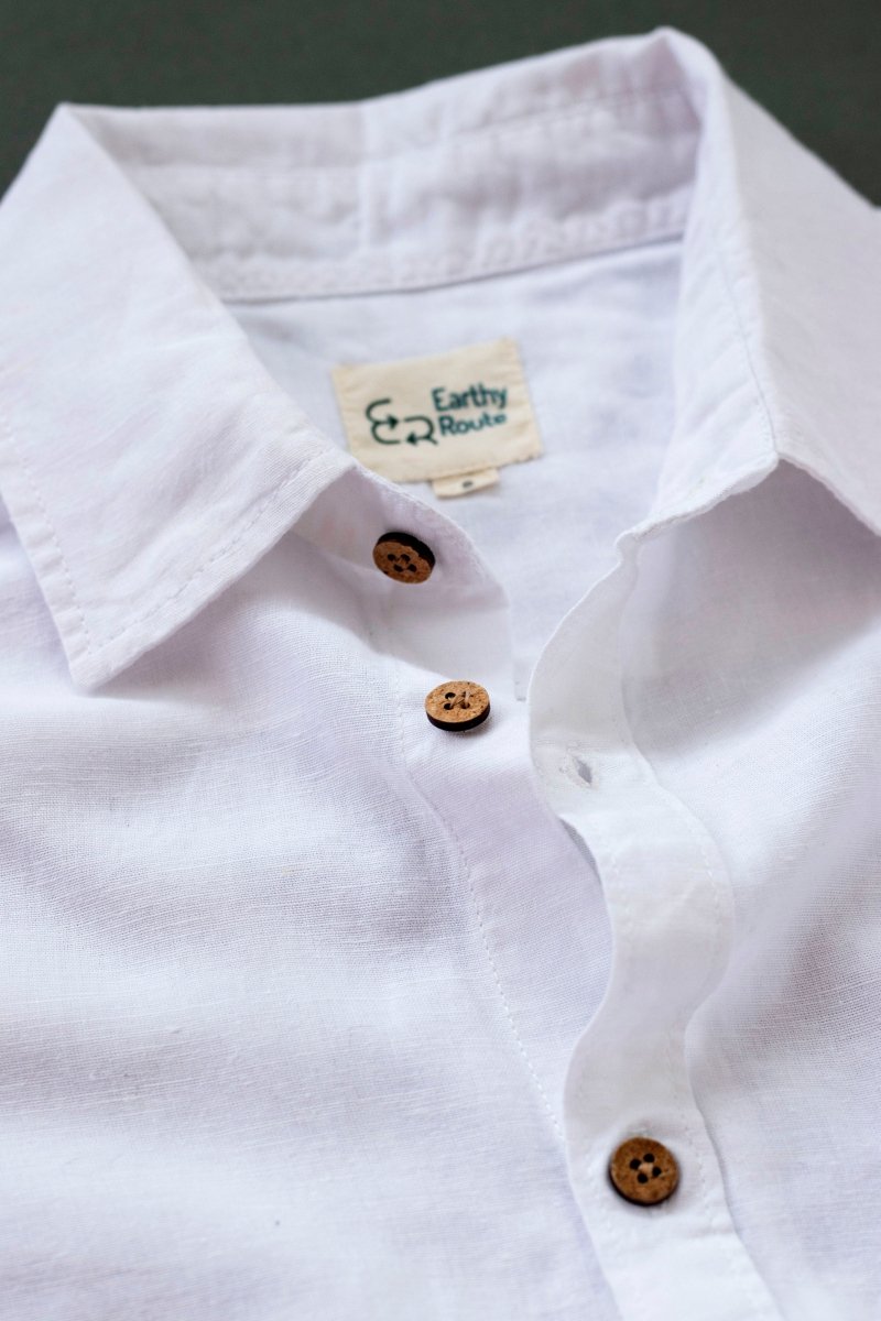 TENCEL Lyocell - Linen Half Sleeve Shirt in Snow White | Verified Sustainable by Brown Living™