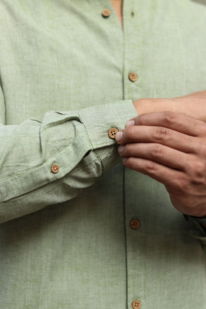 Classic Mandarin Collar Shirt - TENCEL™ Lyocell - Linen | Verified Sustainable by Brown Living™