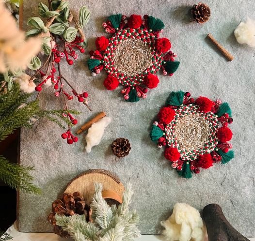 Terra Christmas Cheer Coasters Set of 2 | Verified Sustainable by Brown Living™