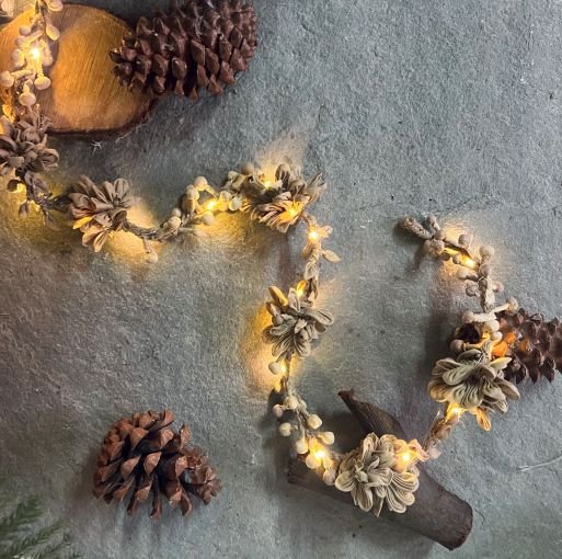 Buy Terra Snow & Glitter Garland With Lights | Shop Verified Sustainable Products on Brown Living