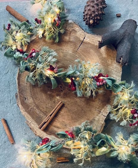 Buy Terra Snow & Glitter Garland With Lights | Shop Verified Sustainable Decor & Artefacts on Brown Living™