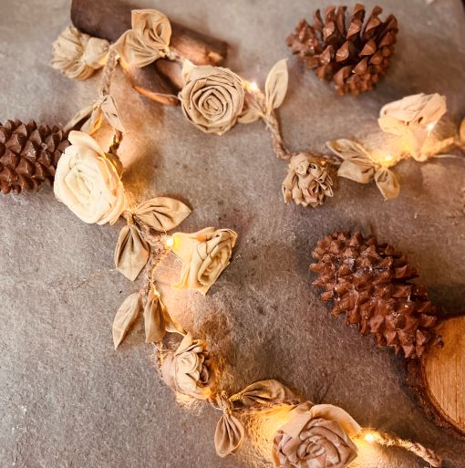 Buy Terra Snow & Glitter Garland With Lights | Shop Verified Sustainable Products on Brown Living