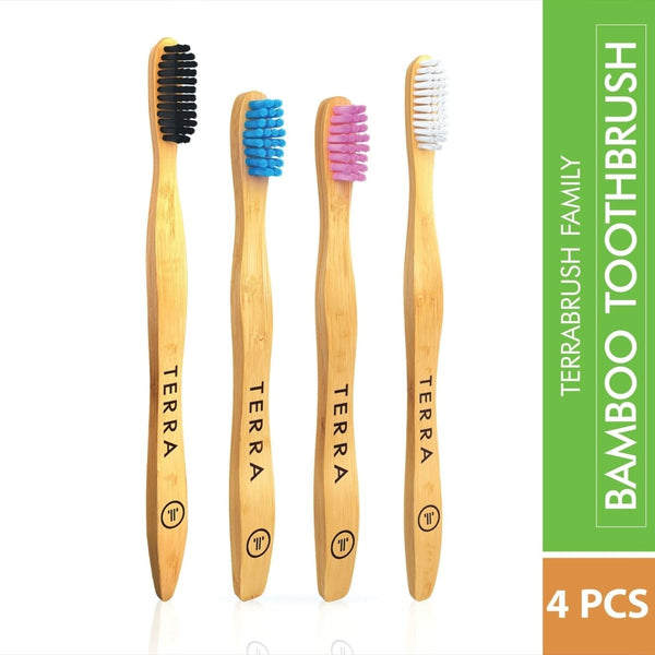 Buy Family Pack Bamboo Toothbrushes Soft (2 Kids, 2 Adults) | Shop Verified Sustainable Tooth Brush on Brown Living™