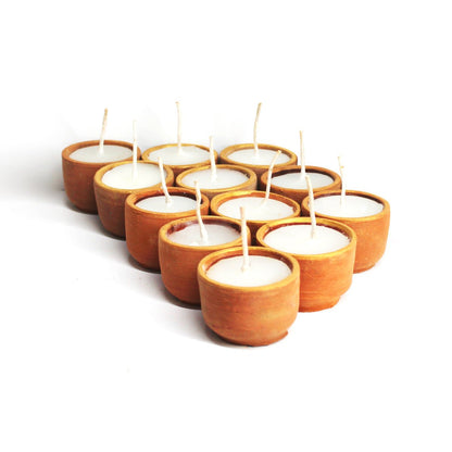 Terracotta Cup Soywax Candles - Set Of 12 | Verified Sustainable by Brown Living™