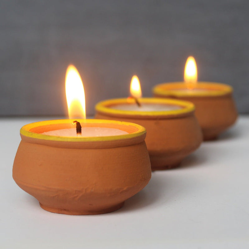 Buy Terracotta Handi Soywax Candles- Set Of 12 | Shop Verified Sustainable Products on Brown Living