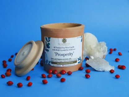Terracotta Jar Candles with Crystals Set of 2 | Verified Sustainable by Brown Living™