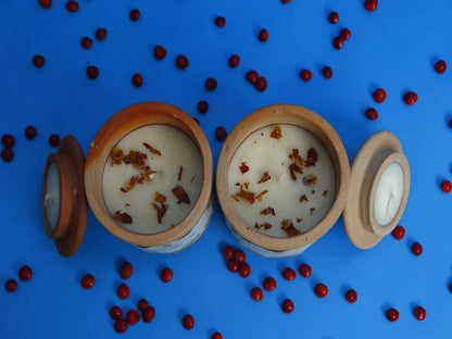 Terracotta Jar Candles with Crystals Set of 2 | Verified Sustainable by Brown Living™