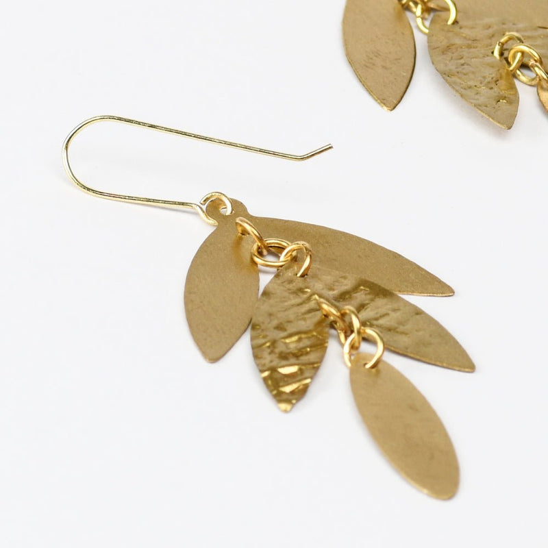 Buy Textured Leaf Brass Earrings | Shop Verified Sustainable Products on Brown Living
