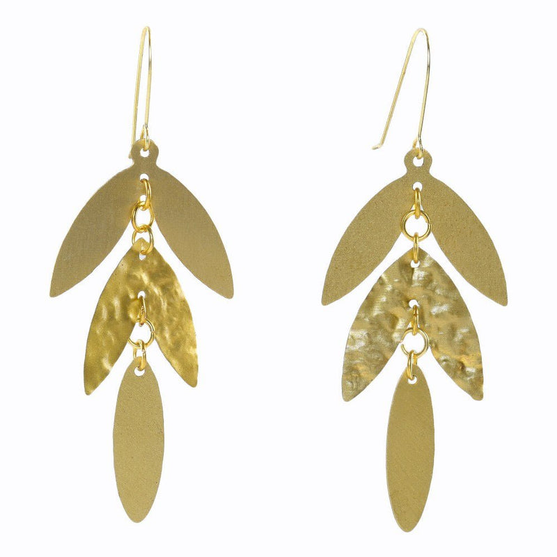 Buy Textured Leaf Brass Earrings | Shop Verified Sustainable Womens earrings on Brown Living™