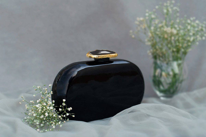 Buy The Black Baroque Capsule Clutch- Black Stone | Shop Verified Sustainable Womens Clutch on Brown Living™