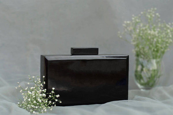 Buy The Black Baroque Rectangular Clutch | Shop Verified Sustainable Products on Brown Living