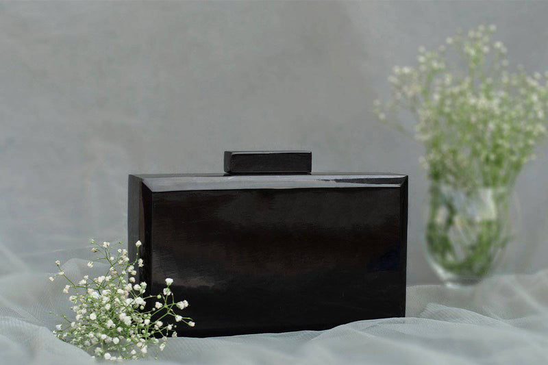 Buy The Black Baroque Rectangular Clutch | Shop Verified Sustainable Womens Clutch on Brown Living™