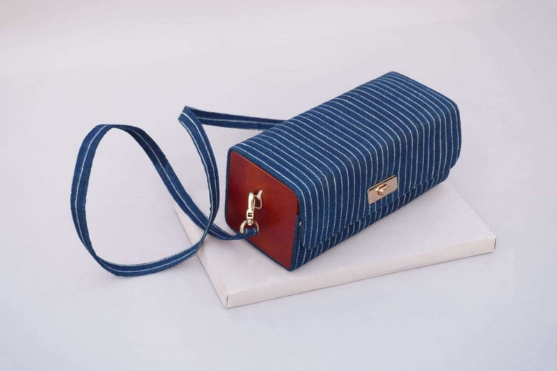 Buy The Blue Striped Square Shoulder Bag | Shop Verified Sustainable Products on Brown Living