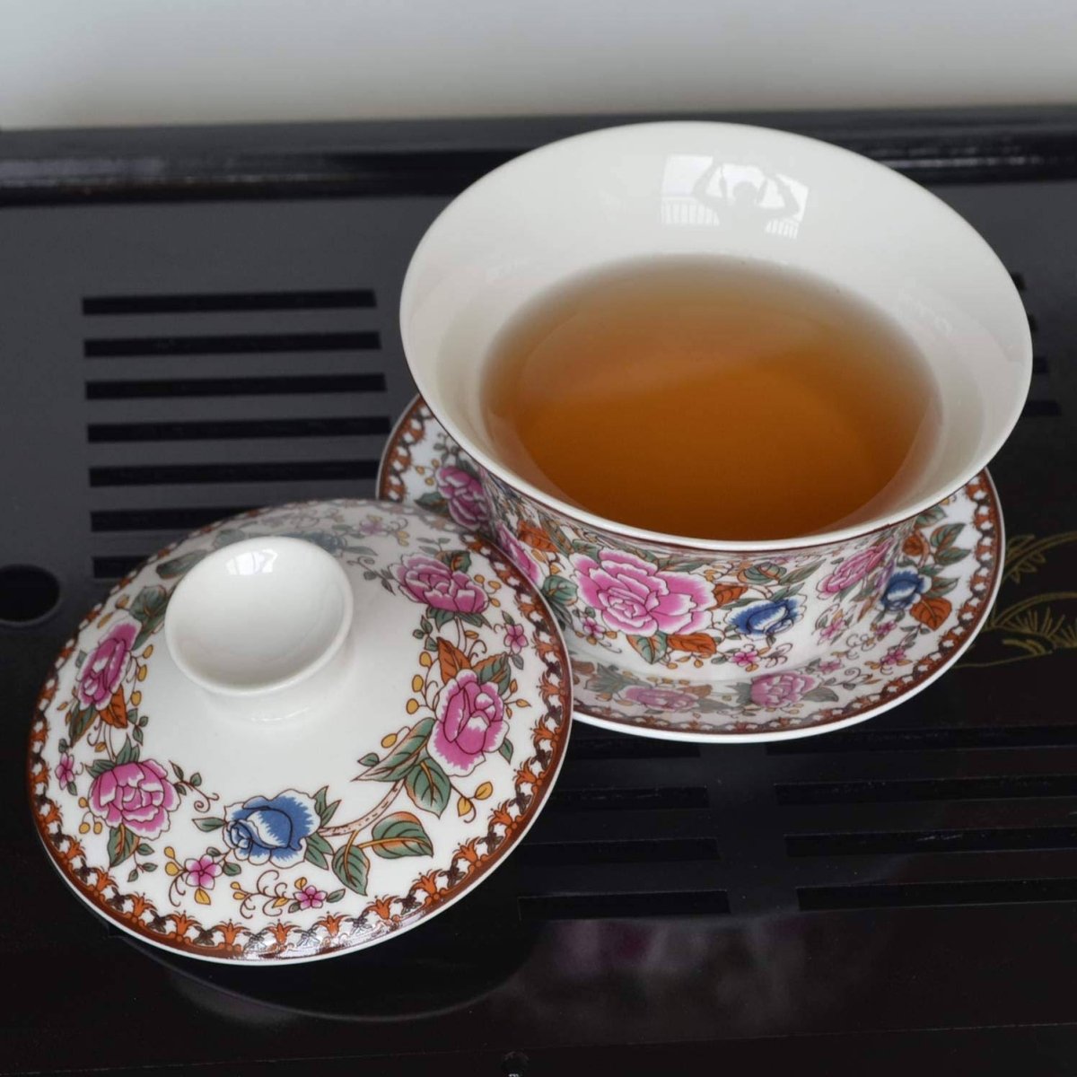 The Brewing Cup With Saucer - Pink Rose Print | Verified Sustainable by Brown Living™