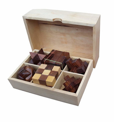 The Explorer STEM Brain Teaser Puzzle Set | 6 Mechanical Puzzles – Learning & Educational Toys on Brown Living™. SKU: 1081. Img 1.