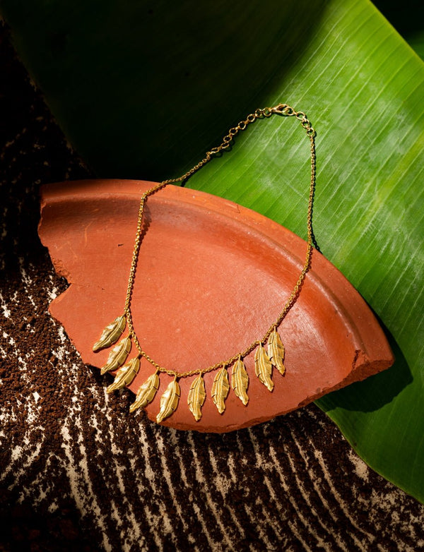 Buy The Golden Leaf Necklace | Shop Verified Sustainable Womens Necklaces on Brown Living™