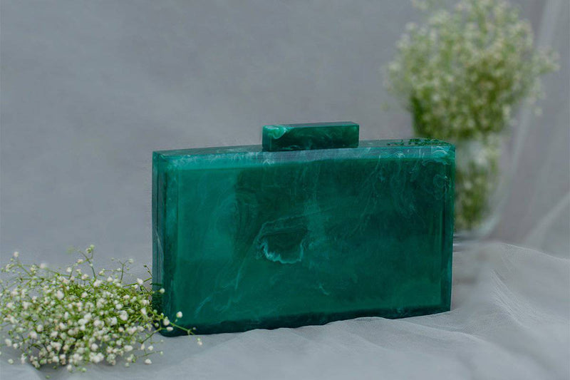 Buy The Green Baroque Rectangular Clutch | Shop Verified Sustainable Womens Clutch on Brown Living™
