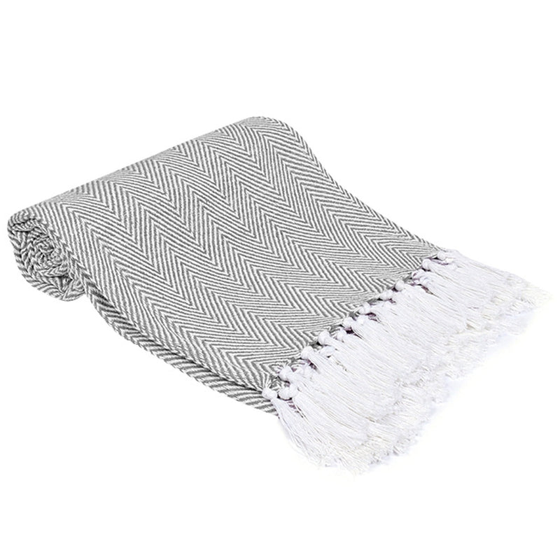 Buy The Gris Chevron Cotton Throw | Shop Verified Sustainable Bed Linens on Brown Living™