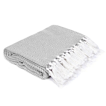 The Gris Chevron Cotton Throw | Verified Sustainable by Brown Living™