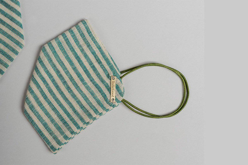 Buy The Handloom Mask - Green Stripe | Shop Verified Sustainable Face Mask on Brown Living™
