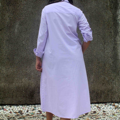 The Lavender Shirt Dress Lavender Cotton Shirt Dress | Verified Sustainable by Brown Living™