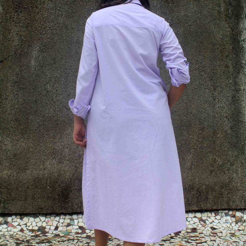Buy The Lavender Shirt Dress Lavender Cotton Shirt Dress | Shop Verified Sustainable Womens Shirt on Brown Living™