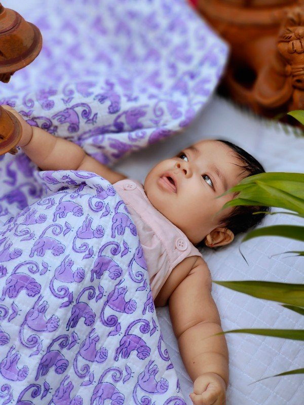 Buy The Lazy Monkey – Hand Block Printed Muslin Blanket | Shop Verified Sustainable Bedding on Brown Living™