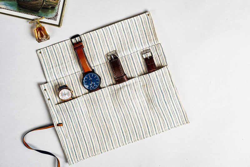 Buy The Watch Organiser - Khadi Roll over for Travel and Storage | Shop Verified Sustainable Organisers on Brown Living™