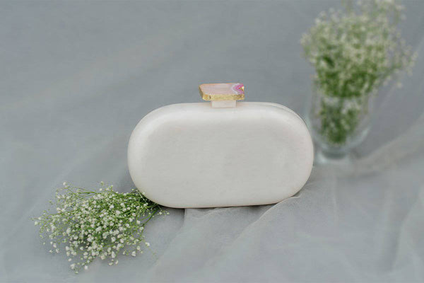 Buy The White Baroque Capsule Clutch - Pink Stone | Shop Verified Sustainable Products on Brown Living