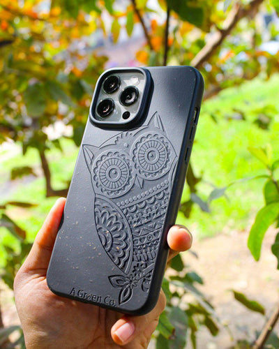 The Wise Owl - Biodegradable Eco - Friendly Mobile Cover /Phone – Tech Accessories on Brown Living™. SKU: 177 - 15716 - OWL - 13 - 001. Img 1.