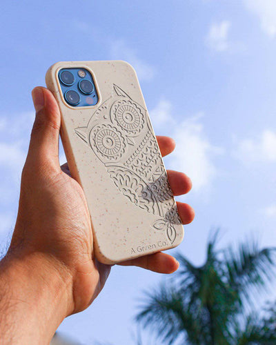 The Wise Owl - Biodegradable Eco - Friendly Mobile Cover /Phone – Tech Accessories on Brown Living™. SKU: 177 - 15727 - OWL - 13Pro - 005. Img 2.