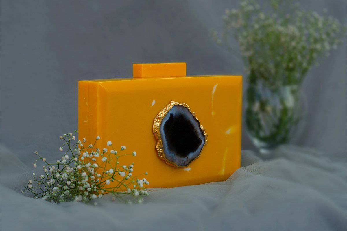 The Yellow Baroque Rectangular Clutch | Verified Sustainable by Brown Living™