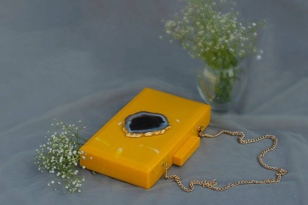 The Yellow Baroque Rectangular Clutch | Verified Sustainable by Brown Living™