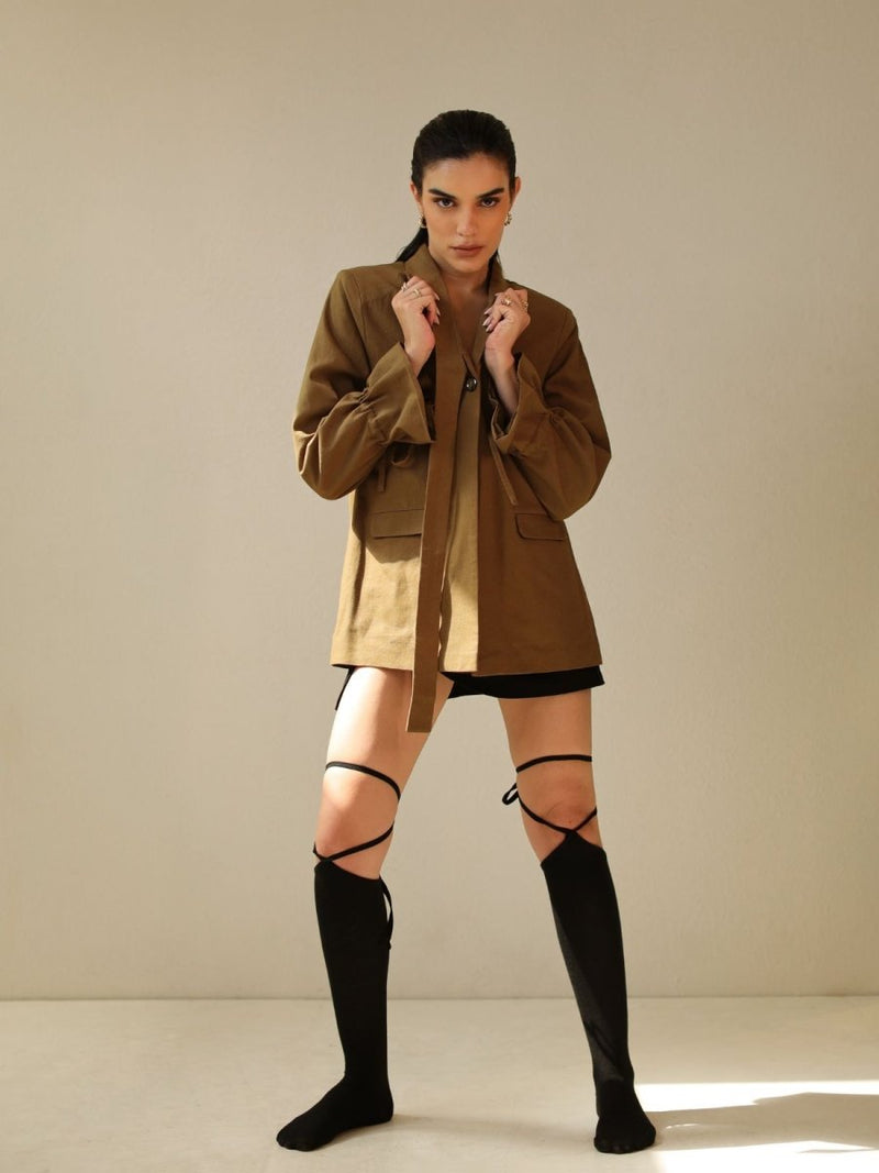Buy THEA | OVERSIZED TAILORED BLAZER IN OLIVE | 100% ORGANIC COTTON | Shop Verified Sustainable Products on Brown Living