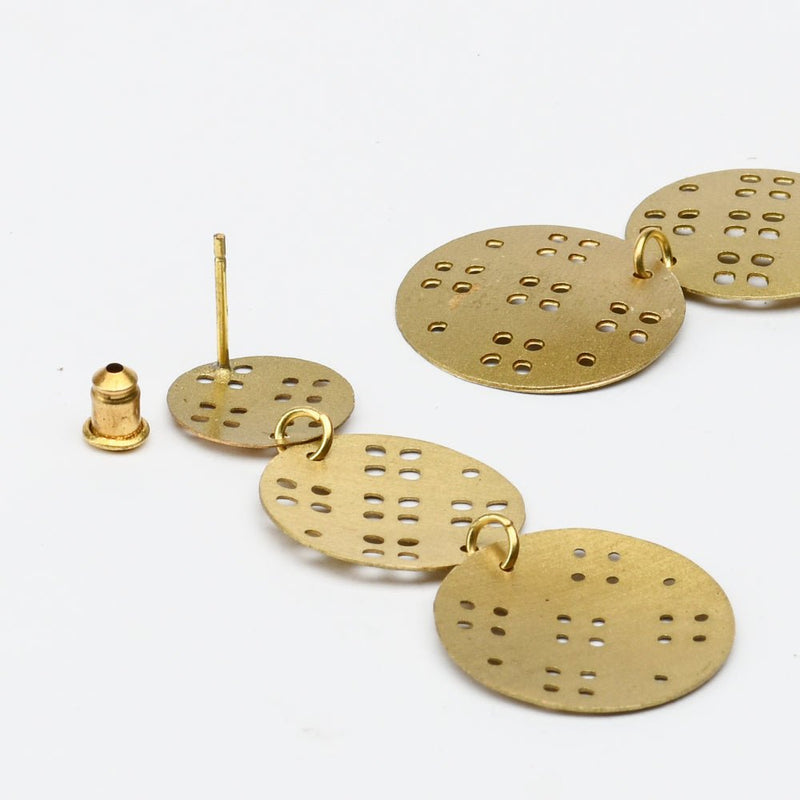 Buy Three Circle Brass Earrings | Shop Verified Sustainable Womens earrings on Brown Living™