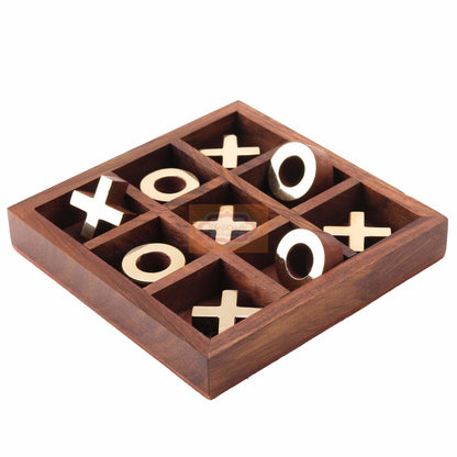 Handmade Wooden Noughts and Crosses - Brain Teaser Games | Verified Sustainable by Brown Living™