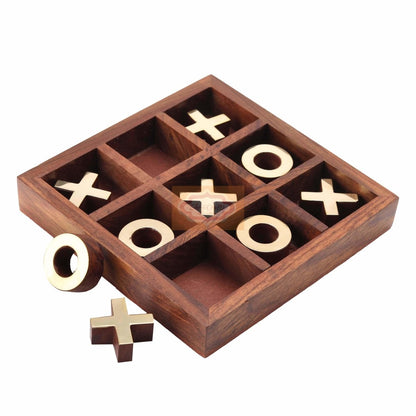 Handmade Wooden Noughts and Crosses - Brain Teaser Games | Verified Sustainable by Brown Living™