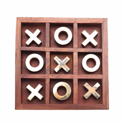 Handmade Wooden Noughts and Crosses - Brain Teaser Games | Verified Sustainable by Brown Living™