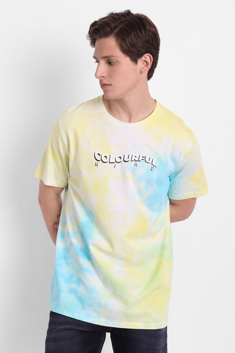 Buy Tie-Dye Organic Cotton Men's Printed T-shirt |Blue & Yellow | Shop Verified Sustainable Products on Brown Living